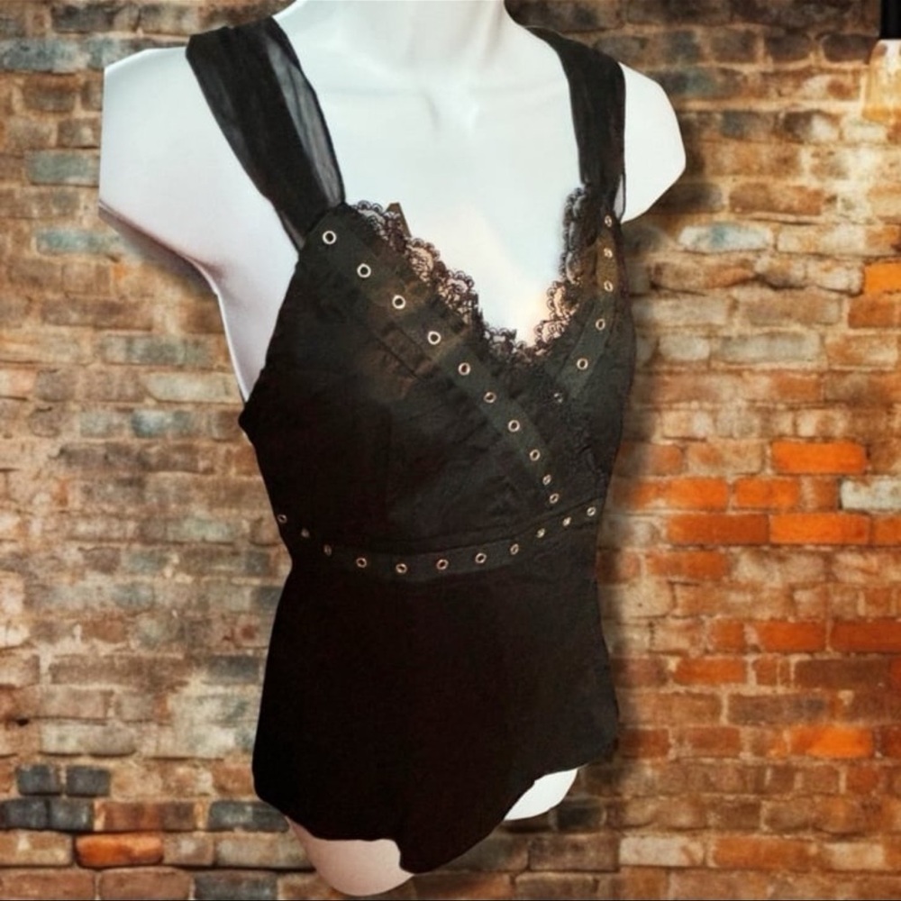 Black Lace Trimmed Women's Gothic Top NWT